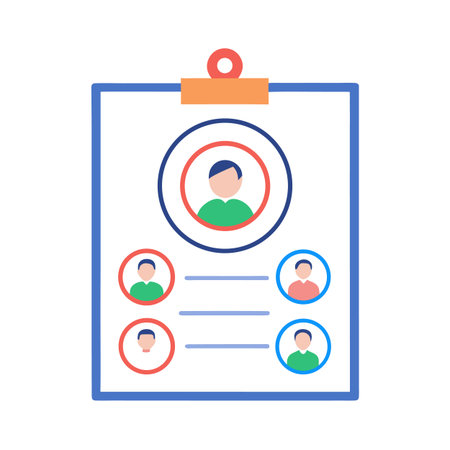 Candidate profile information on a clipboard for recruitment processesのイラスト素材