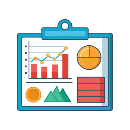 Financial report on clipboard displaying business data chartsのイラスト素材