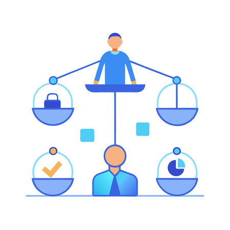 Balancing business priorities concept with human representation and elementsのイラスト素材