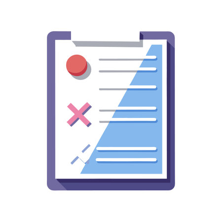 Clipboard document with x mark and circle in flat styleのイラスト素材