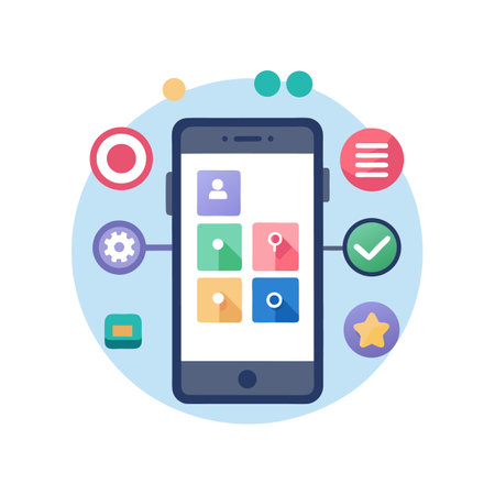Mobile interface design with flat app icons illustrationのイラスト素材