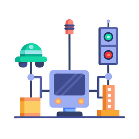 Stylized automated transport system flat vector illustration for stockのイラスト素材