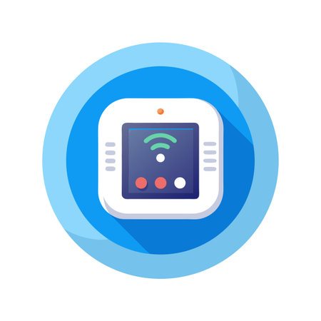 Modern smart home device icon in a blue circleのイラスト素材