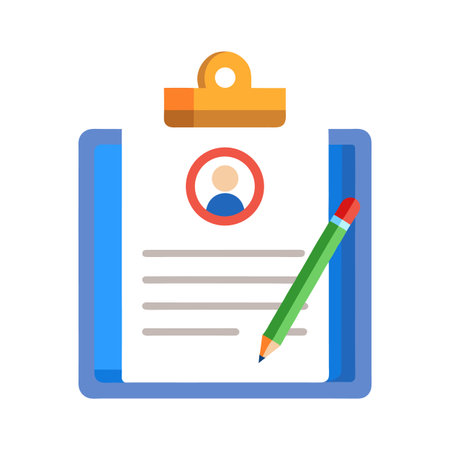 Modern Clipboard with Pencil and Personal Information Icon Flatのイラスト素材