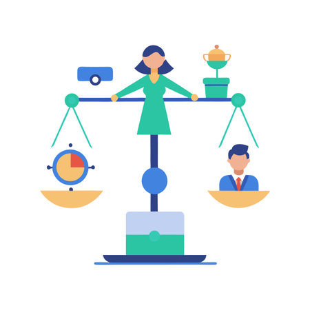 Achieving work life balance flat style vector illustrationのイラスト素材