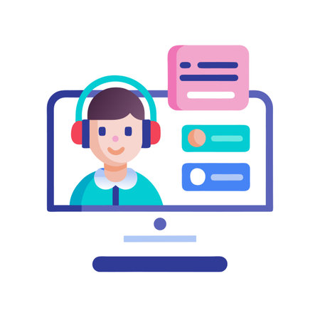Flat vector illustration of customer service agent onlineのイラスト素材