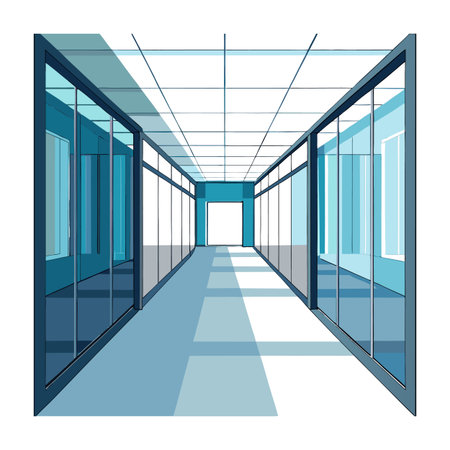 Modern office building hallway with symmetrical architectural designのイラスト素材