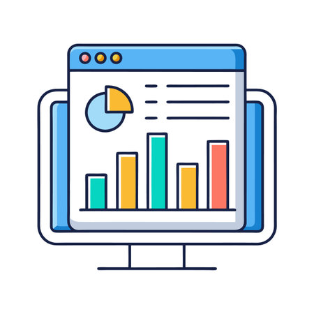 Data analysis graph displayed on modern computer screen iconのイラスト素材