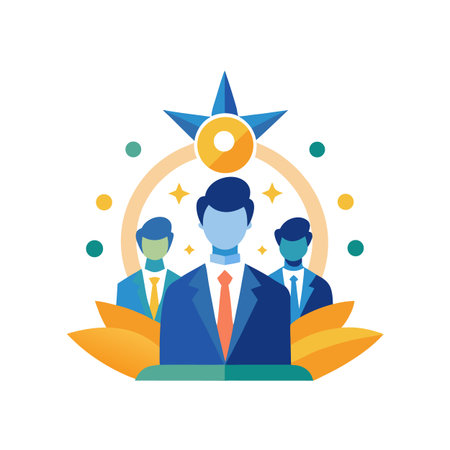Team leadership and success in flat style vector illustrationのイラスト素材