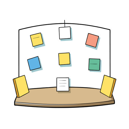 Cartoon illustration of a corkboard with sticky notesのイラスト素材