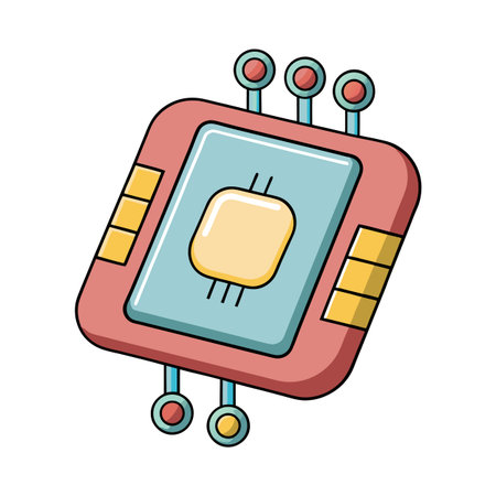 Abstract vector CPU icon depicting digital technology elementsのイラスト素材