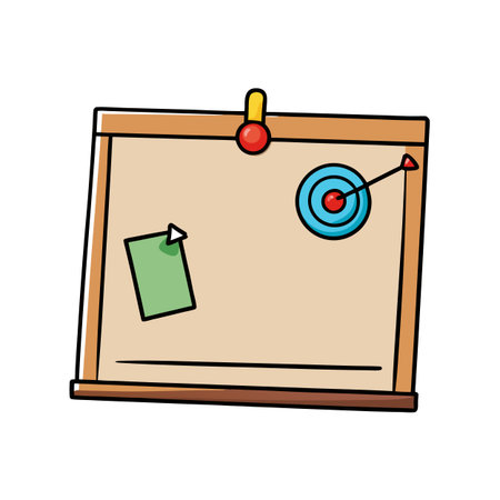 Corkboard with Target and Note Icon on Whiteのイラスト素材