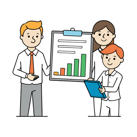 Team presenting a business growth chart together teamworkのイラスト素材