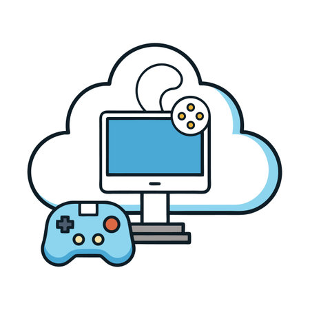 Cloud gaming platform for streaming games on demand serviceのイラスト素材
