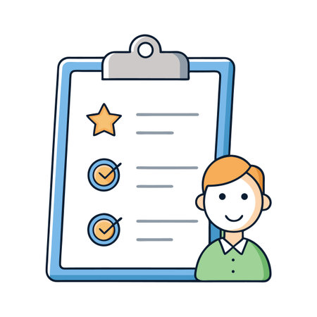 Checklist completion with positive person in flat design styleのイラスト素材
