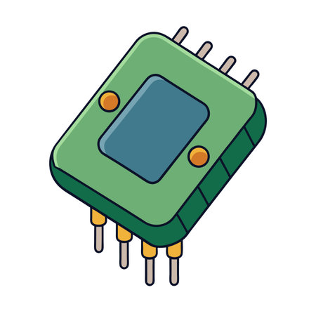 Isolated green microchip illustration on a white backgroundのイラスト素材