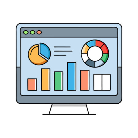 Data Visualization on Computer Screen with Charts and Graphsのイラスト素材