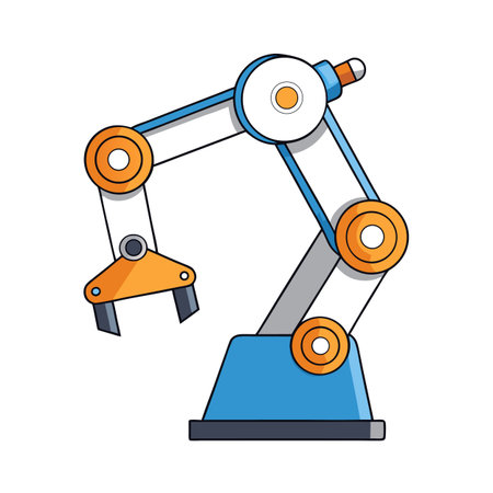 Cartoon Robotic Arm Illustration With Claw And Orange Detailsのイラスト素材