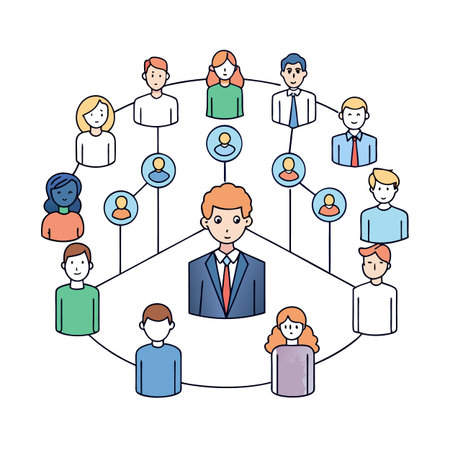 Connected team illustration represents organizational structure and communication flowのイラスト素材