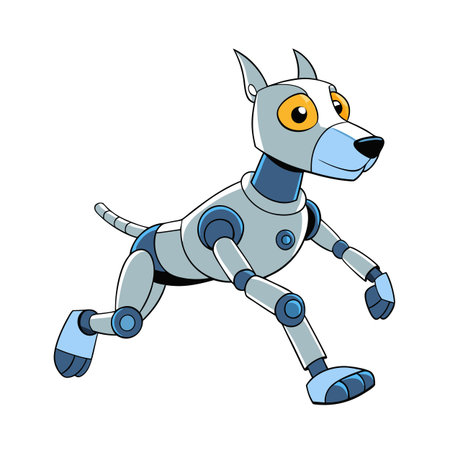 Running robot dog cartoon illustration on white backgroundのイラスト素材