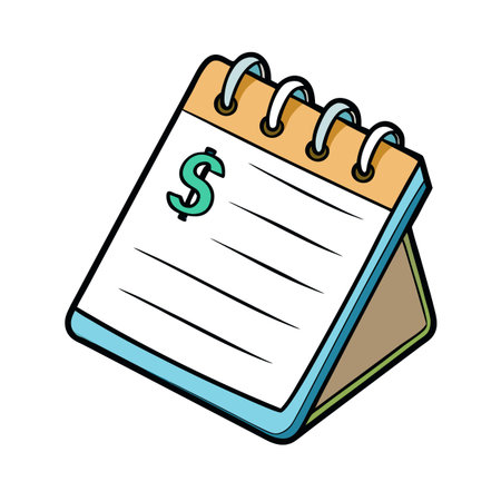 Stylized notepad illustration with dollar sign and lined paperのイラスト素材