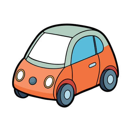 Cartoon style orange car isolated on white backgroundのイラスト素材