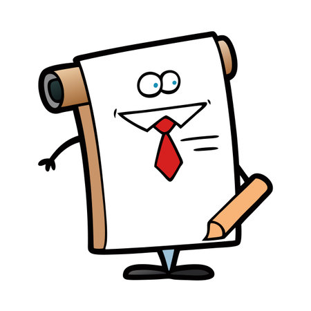 Cartoon illustration of an official document signing with pencilのイラスト素材