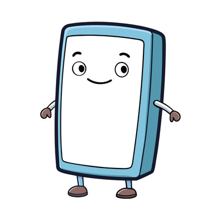 Cartoon device character with a simple and happy expressionのイラスト素材
