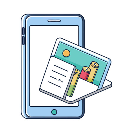 Phone displays analytics report and document flat illustration styleのイラスト素材