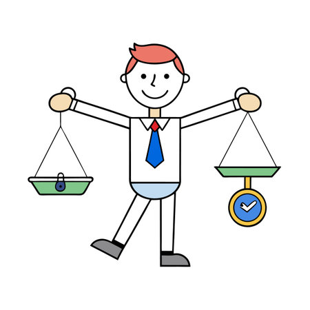 Balancing Security and Time Cartoon Illustration for Business Conceptsのイラスト素材