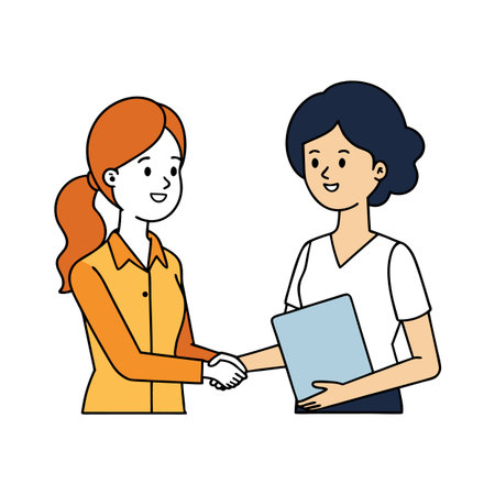 Two professional women shaking hands on a business dealのイラスト素材