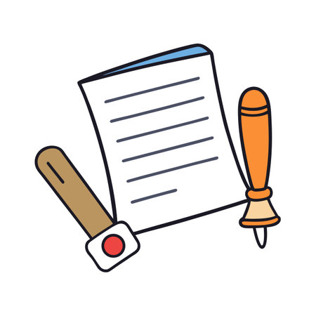Document approval with stamp and signature process illustration assetのイラスト素材