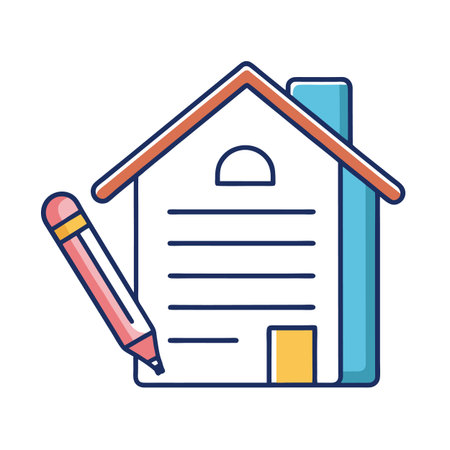 House contract with pencil icon for real estate dealsのイラスト素材