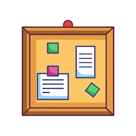 Notice board with notes and push pin cartoon illustrationのイラスト素材