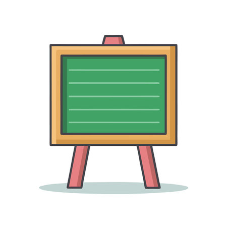 Stylized green chalkboard on easel with horizontal linesのイラスト素材