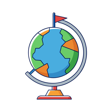 Cartoon style globe illustration on a white backgroundのイラスト素材