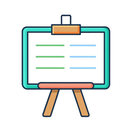 Colorful infographic chart on standing display easel vector iconのイラスト素材