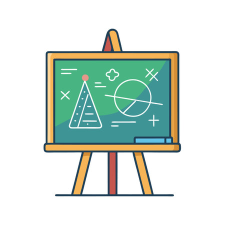 Chalkboard with geometric shapes and mathematical symbols illustrationのイラスト素材