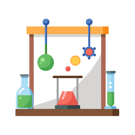 Flat design lab setup with apparatus and beakersのイラスト素材