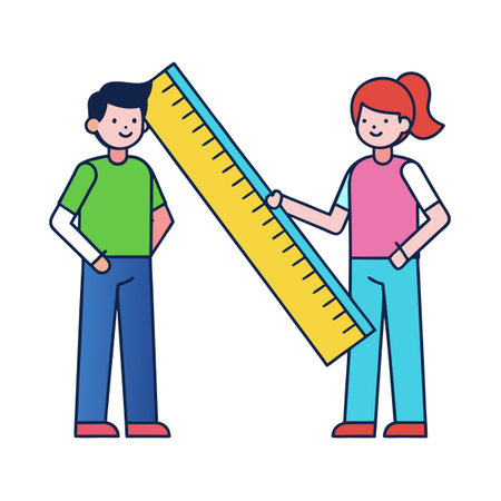 Students with a Ruler Vector Graphic For Education Illustrationのイラスト素材