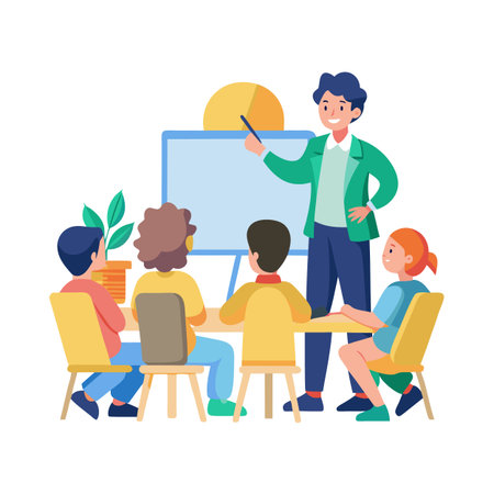 Professional business training session with diverse team membersのイラスト素材