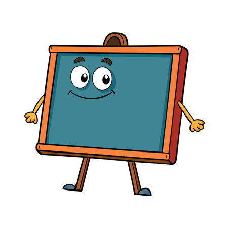 Cartoon chalkboard character with a smile in a simplistic style illustrationのイラスト素材