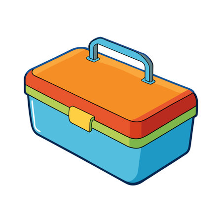 Cartoon Style Toolbox Illustration with Bold Colors and Clean Outlines on Whiteのイラスト素材