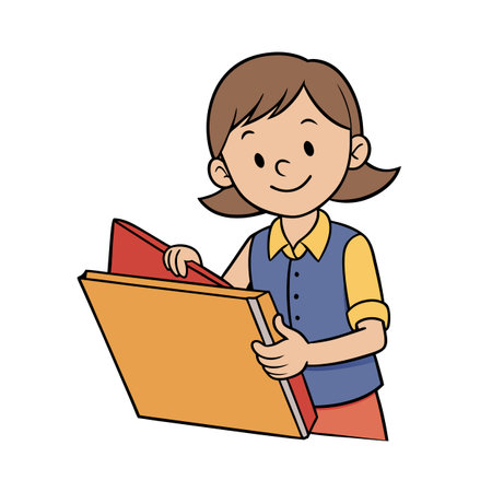 Cartoon girl reading a large book, educational concept in flat style illustrationのイラスト素材