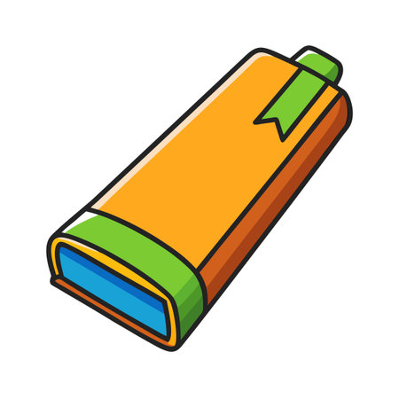 Cartoon book with ribbon bookmark, colorful illustration on a white backgroundのイラスト素材