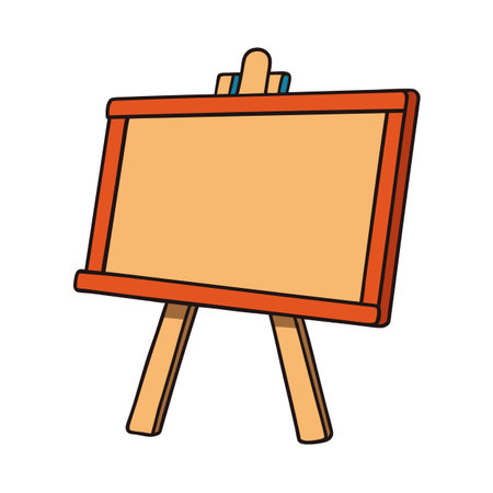 Illustration of blank artist easel, isolated on white backdrop, cartoon styleのイラスト素材
