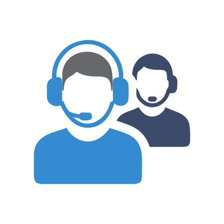 Customer service team with headsets in flat style illustrationのイラスト素材
