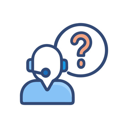 Customer support representative with question mark graphic illustrationのイラスト素材