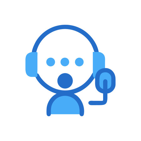 Customer support representative icon in blue hues on black backgroundのイラスト素材