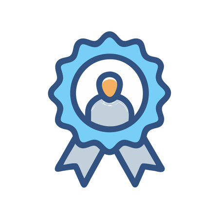 Stylized icon showing a human silhouette inside an awardのイラスト素材